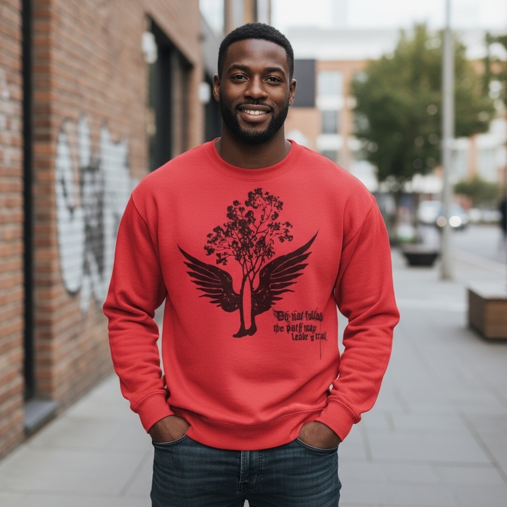 GAP Red Crewneck Sweatshirt Size XL with "Leave a Trail" Graphic‎